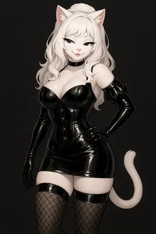 High resolution full body Miss Petty black latex artwork
