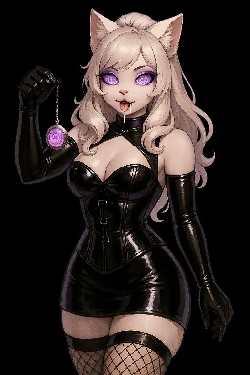 Miss Petty holding a glowing purple orb