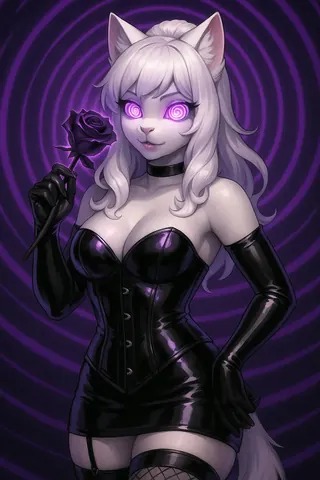 Miss Petty in purple hypnotic glow
